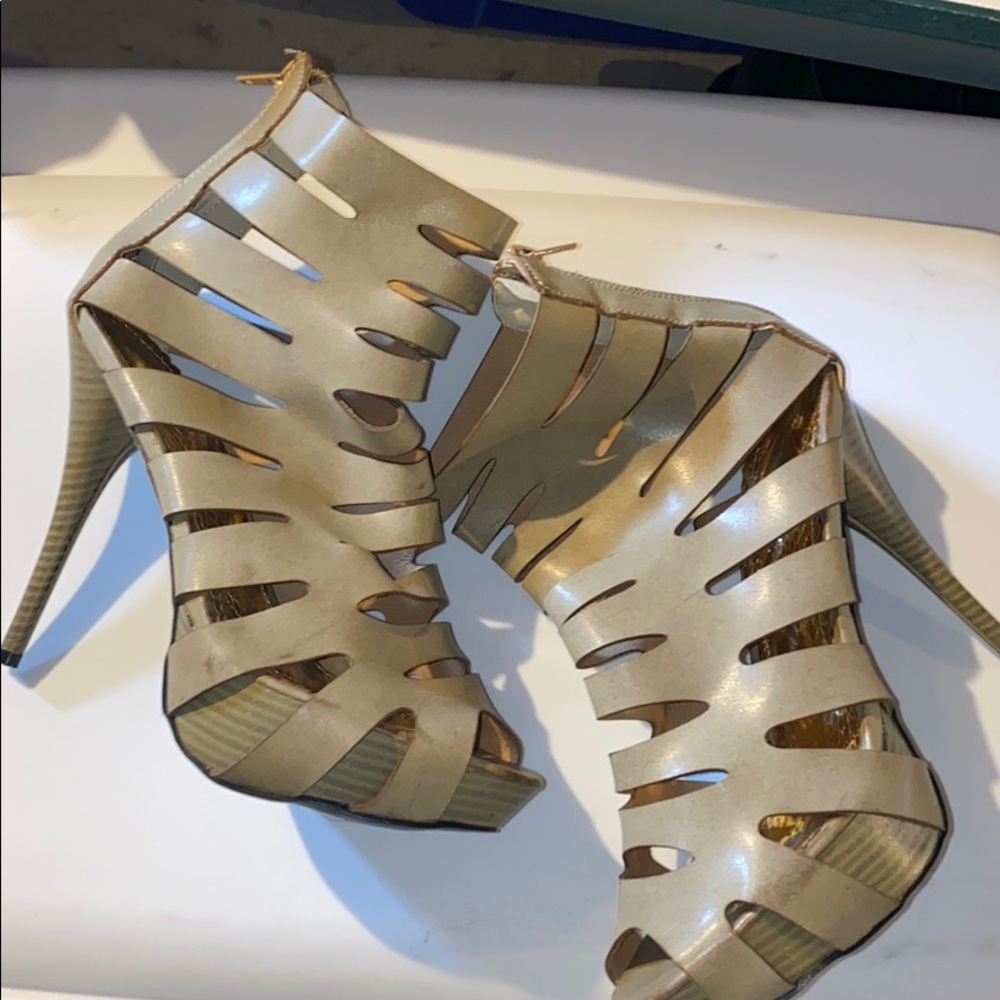 Faux leather platform heels